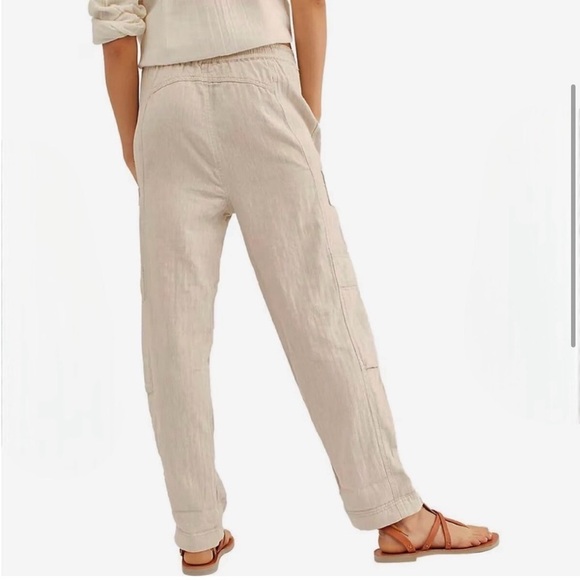 Free People Feeling Good Utility Cargo Pull On Linen Pants - Picture 3 of 10